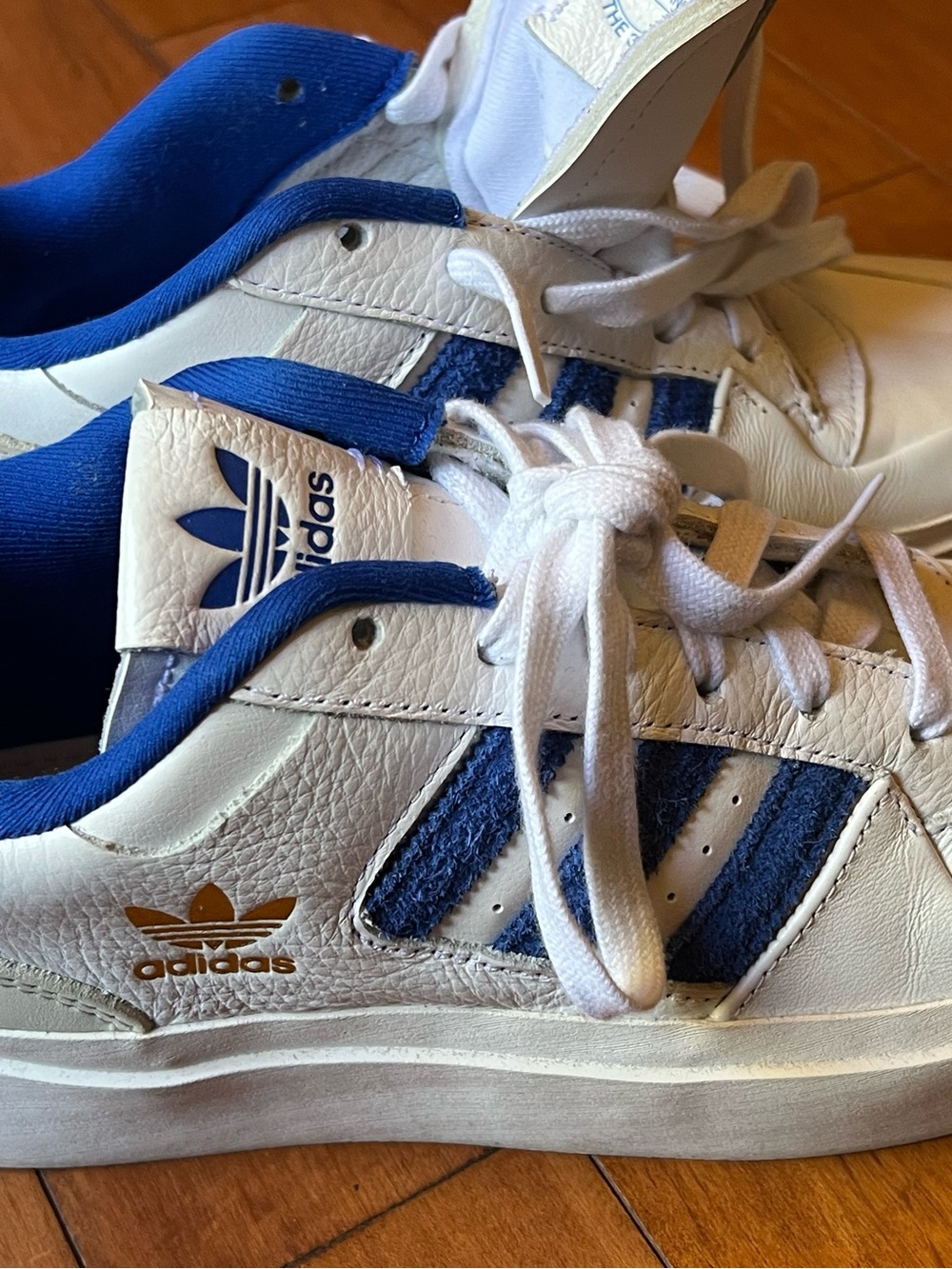 adidas Forum Bonega Shoes in the Cloud White / Royal Blue